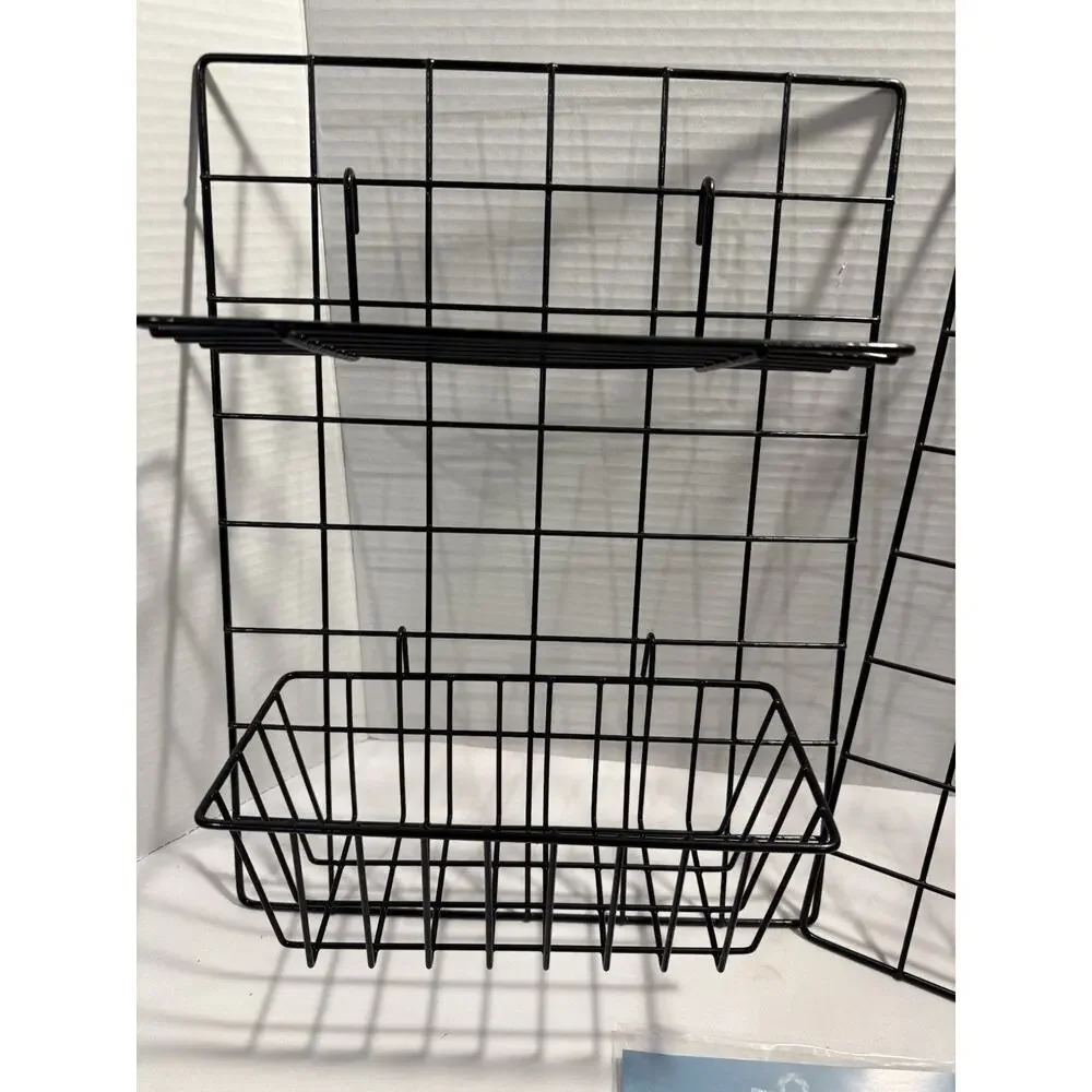 Black Wire Wall Grid Panel Multifunction Photo Hanging Display - New 2 Pc.